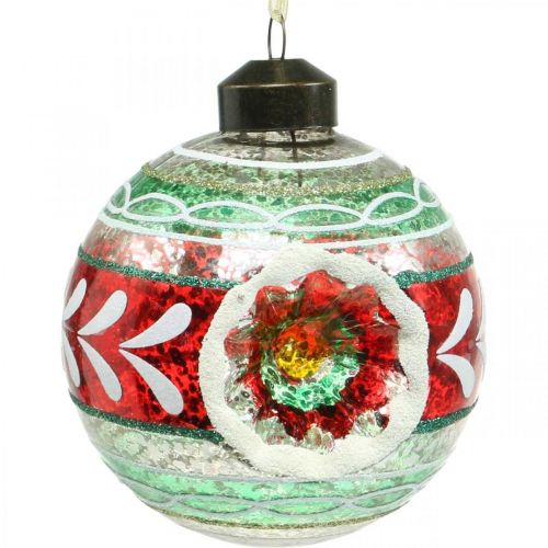 Floristik21 Christbaumkugeln mit Muster, Baumschmuck, Weihnachtskugeln Bunt H9cm Ø8cm Echtglas 3St