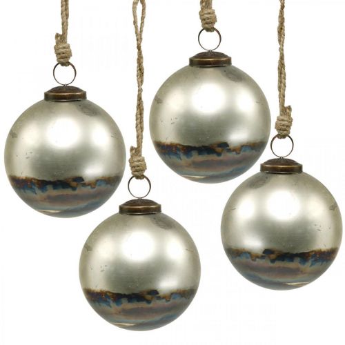 Floristik21 Weihnachtskugeln zweifarbig Glaskugel Blau, Metallic Ø9,5cm 4St