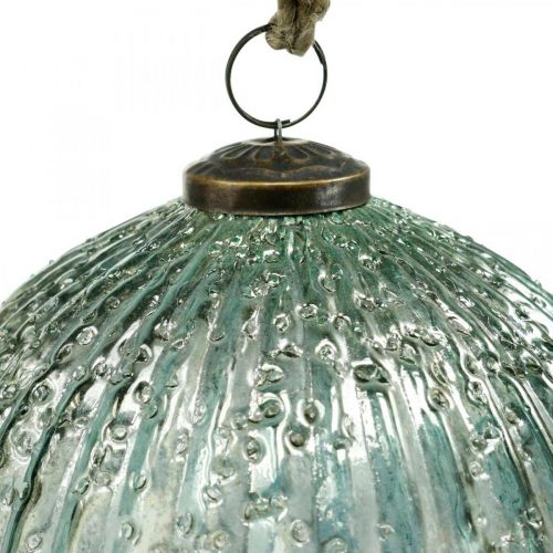 Floristik21 Glaskugel zum Hängen Blau Vintage Weihnachtsdeko Glas Ø15cm