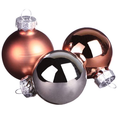 Artikel 24er Set Weihnachtsbaumkugeln Glas Silber & Apricot Ø4cm - Eleganter Baumschmuck