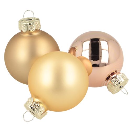 Floristik21 Weihnachtskugeln Glas Gold Rosé Ø4cm - 24 Stück Set für stilvolle Dekoration