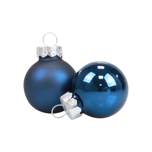 Floristik21 Mini Weihnachtskugeln Glas Blau Glaskugeln Ø2,5cm 20St