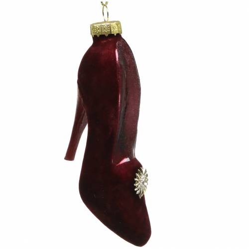 Samtene Glasschuhe Bordeaux, Altrosa 12cm 2St