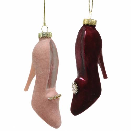 Samtene Glasschuhe Bordeaux, Altrosa 12cm 2St Samtene Glasschuhe Bordeaux, Altrosa 12cm 2St