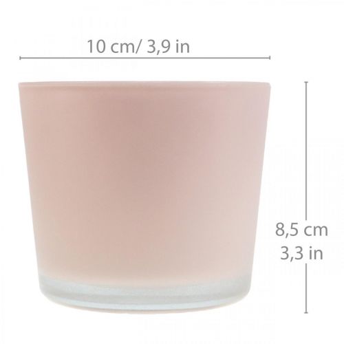 Artikel Blumentopf Glas Übertopf Rosa Glaskübel Ø10cm H8,5cm