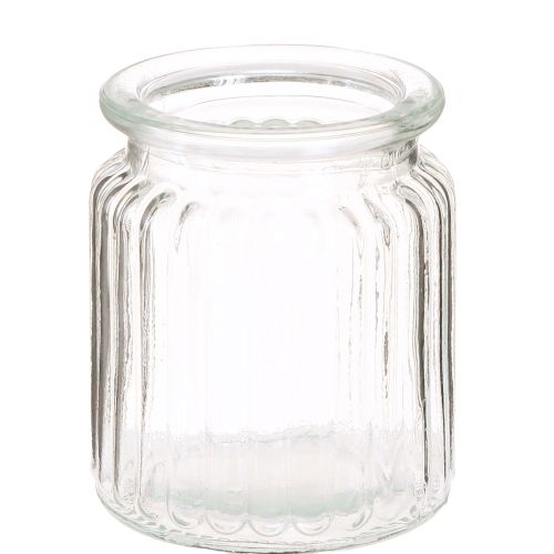 Floristik21 Glasvase Klar Geriffeltes Glas Deko Vase Set Ø8cm H9cm 6St - Moderne Tischdeko & Geschenkideen