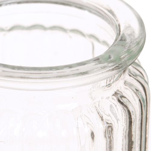 Artikel Glasvase Klar Geriffeltes Glas Deko Vase Set Ø8cm H9cm 6St - Moderne Tischdeko & Geschenkideen
