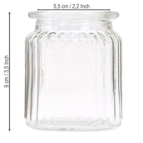 Artikel Glasvase Klar Geriffeltes Glas Deko Vase Set Ø8cm H9cm 6St - Moderne Tischdeko & Geschenkideen