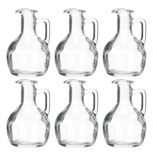 Artikel Set Mini Glaskaraffe mit Henkel 12cm – Transparente Tischdeko und Vase (6er-Set)