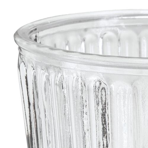 Artikel Glasvase mit Fuß Deko Glaspokal geriffelt Ø13cm H19cm