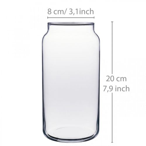 Blumenvase Glas Klar Glasvase Tischdeko Ø8cm H20cm