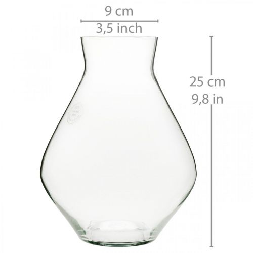 Blumenvase Glas bauchig Glasvase klar Deko Vase Ø20cm H25cm
