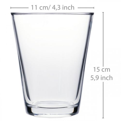 Floristik21 Glasvase Konisch Ø10cm H16,5cm