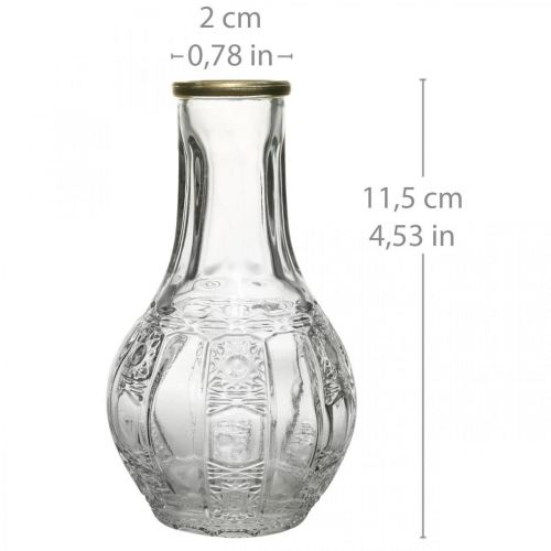 Floristik21 Glasvase Kristall-Optik, Blumenvase mit Goldrand Ø6,5cm H11,5cm