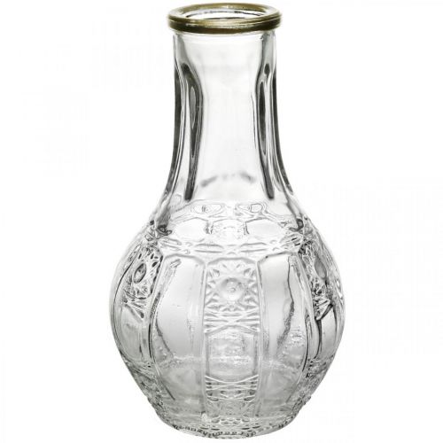Floristik21 Glasvase Kristall-Optik, Blumenvase mit Goldrand Ø6,5cm H11,5cm