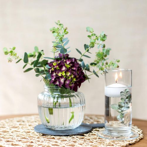 Artikel Glasvase gerippt Vase Glas Ø14cm H13cm 2St