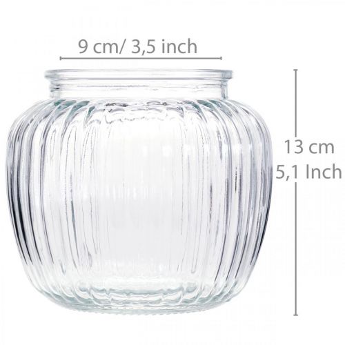 Artikel Glasvase gerippt Vase Glas Ø14cm H13cm 2St