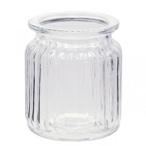 Artikel Glasvase gerippt Vase Glas Ø7,5cm H9cm 4St