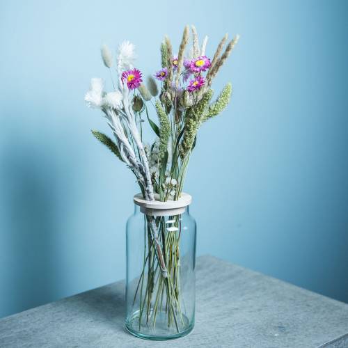 Floristik21 Glasvase mit Deckel Dekovase Lochdeckel Blumen arrangieren