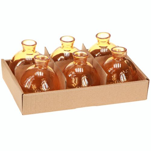 Artikel Glasvasen Bauchig Mini Dekovasen Orange Ø7,5cm H9cm 6 St - Perfekte Retro-Tischdeko