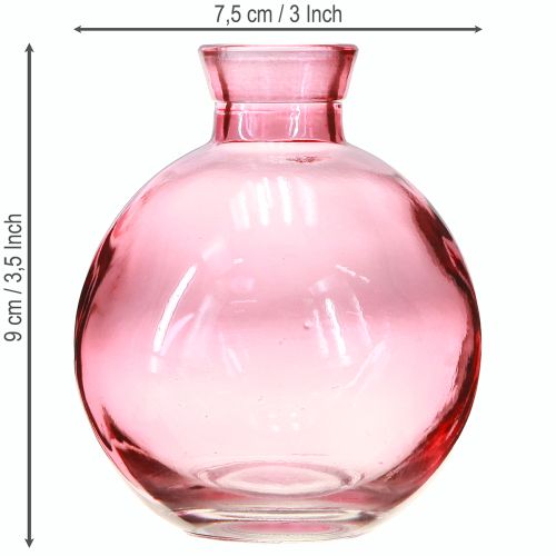 Artikel Glasvasen Bauchig Rosa Retro Minivasen Ø7,5cm H9cm 6 St – Ideal für Floristen