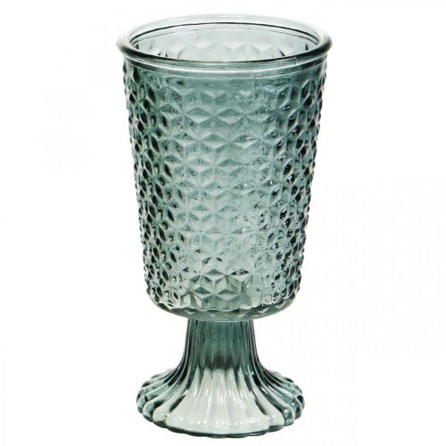 Floristik21 Windlicht mit Fuß, Pokalglas, Deko-Glas Grau Ø10cm H18,5cm