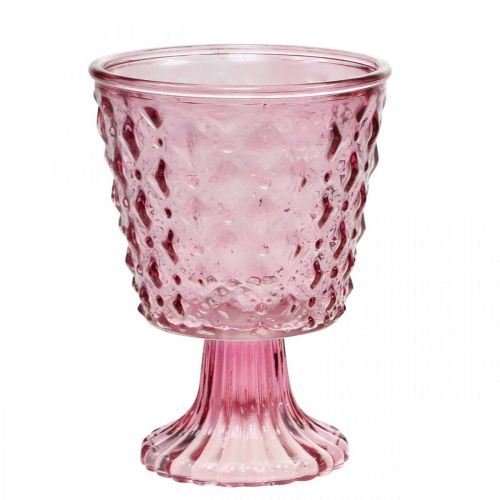 Floristik21 Kerzenhalter, Pokalglas, Glas-Windlicht Ø11cm H15,5cm