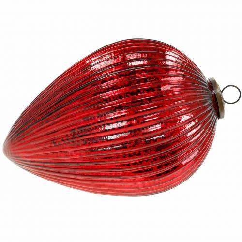 Floristik21 Weihnachtsdeko zum Hängen Glaszapfen Rot Gigant 27cm