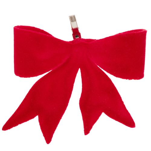 Dekoschleifen Rot 11cm mit Clip 4 Stück Textil für Weihnachtsdekoration