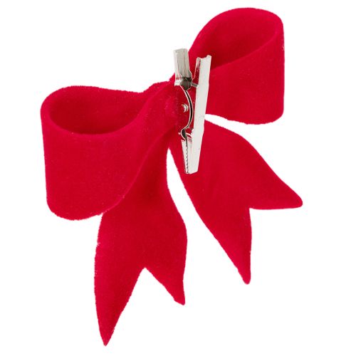 Dekoschleifen Rot 11cm mit Clip 4 Stück Textil für Weihnachtsdekoration | Floristik21.de