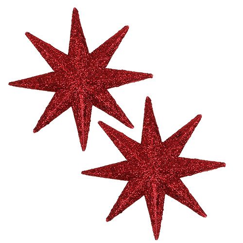 Floristik21 Glitterstern Rot Ø10cm 12St