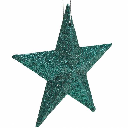 Artikel Glitterstern-Set Dekohänger und Streudeko Smaragd, Hellgrün 9cm/5cm 18 St