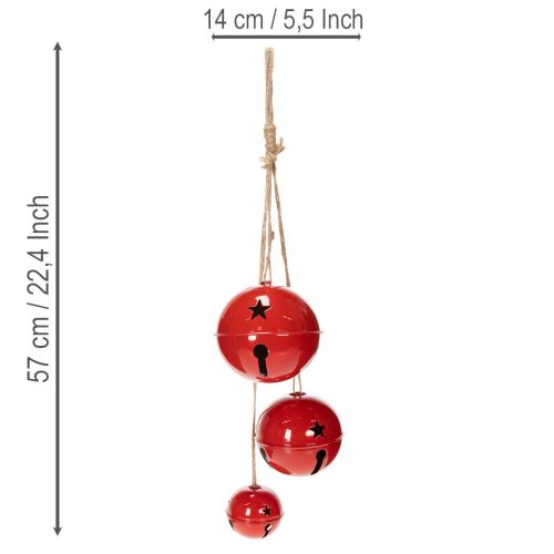 Rote Metallglocken 3er-Set mit