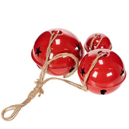 Rote Metallglocken 3er-Set mit