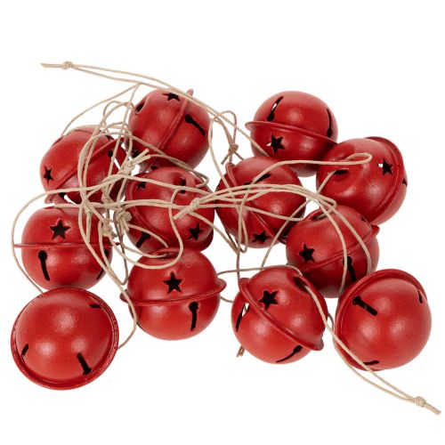 9er Set Deko-Glöckchen aus Metall, Sternenmuster, Rot, Ø 3cm | Floristik21.de