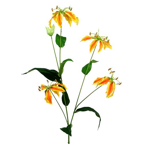 Floristik21 Gloriosa Zweig Orange-Gelb 90cm 1St