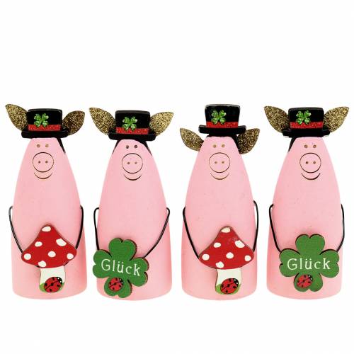 Glücksschwein Glücksbringer Silvester-Deko 9,5cm 4St