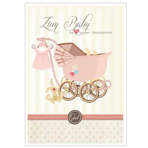 Floristik21 Glückwunschkarte zur Geburt für Mädchen 5St