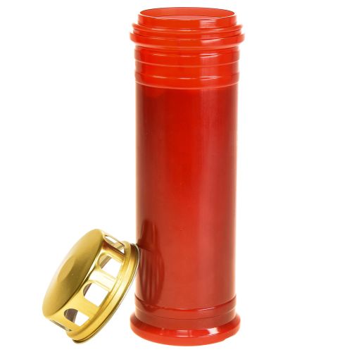 Floristik21 Grabkerze Rot Kunststoff 5 Tage Ø7,5cm H23cm