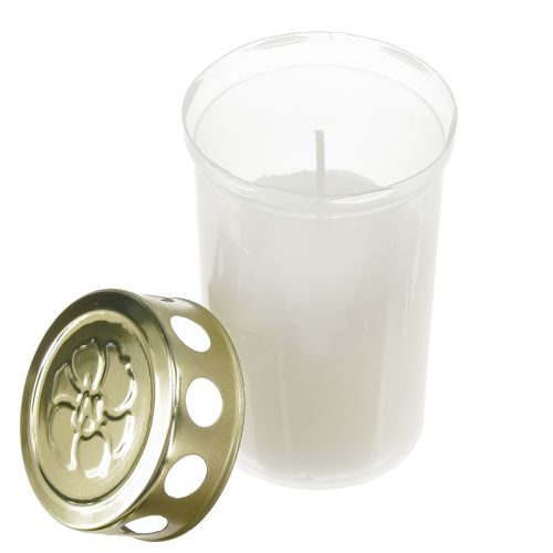 Floristik21 Grabkerzen Weiß Gold Ø5,5cm H11,5cm 24 Stunden 12 St