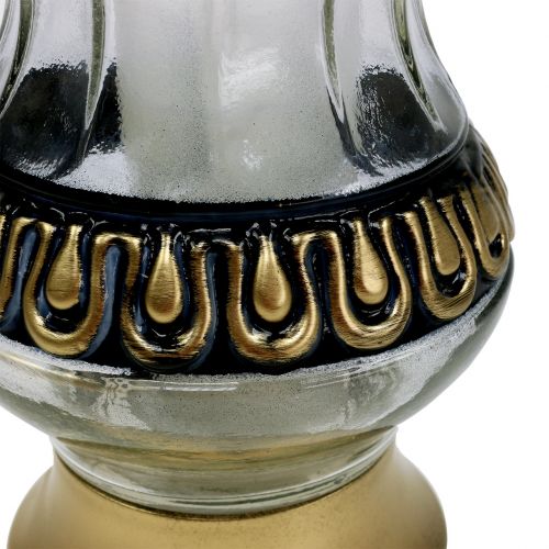 Artikel Grablicht Glas mit Muster Silber, Gold Ø11cm H26cm 2St