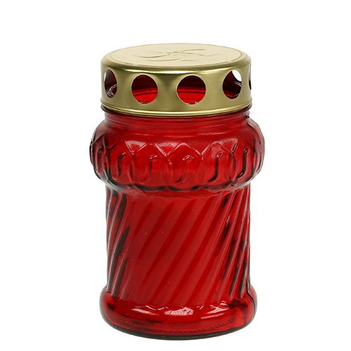 Floristik21 Grablicht Glas Rot Ø7cm H13cm 8St - Traditionelle Friedhofskerze für besinnliches Gedenken