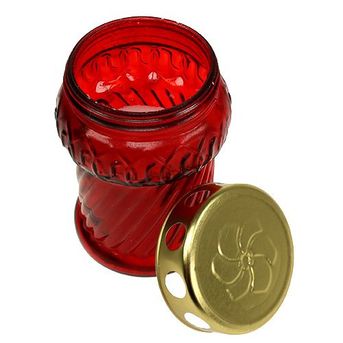 Artikel Grablicht Glas Rot Ø7cm H13cm 8St - Traditionelle Friedhofskerze für besinnliches Gedenken