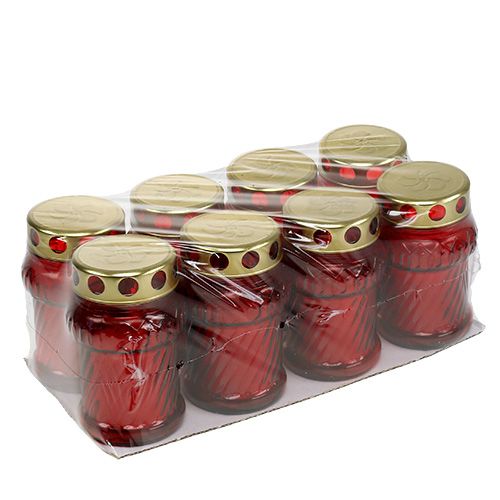 Grablicht Glas Rot Ø7cm H13cm 8St