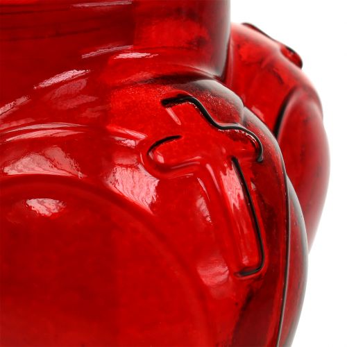 Grablicht Herz 13cm x 13cm H29cm Weiß, Rot 2St