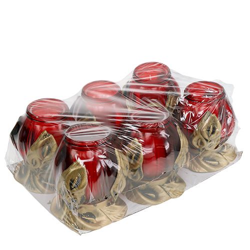 Grablicht Rot Ø12,5cm H19,5cm 6St