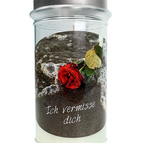 Grablicht mit Bild Ø7cm H17cm sort 6St