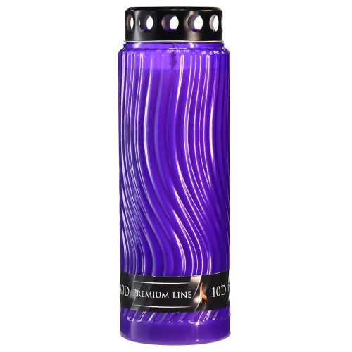 Floristik21 Grabkerze Deckel Motiv Blüte Schwarz Lila Ø9cm H27cm