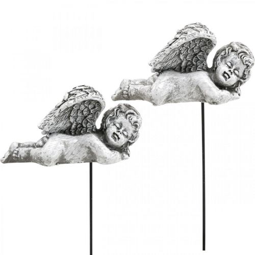 Floristik21 Grabschmuck Dekostecker Engel Grabengel am Stab 6cm 4 St