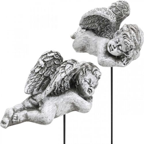 Floristik21 Grabschmuck Dekostecker Engel Grabengel am Stab 6cm 4 St